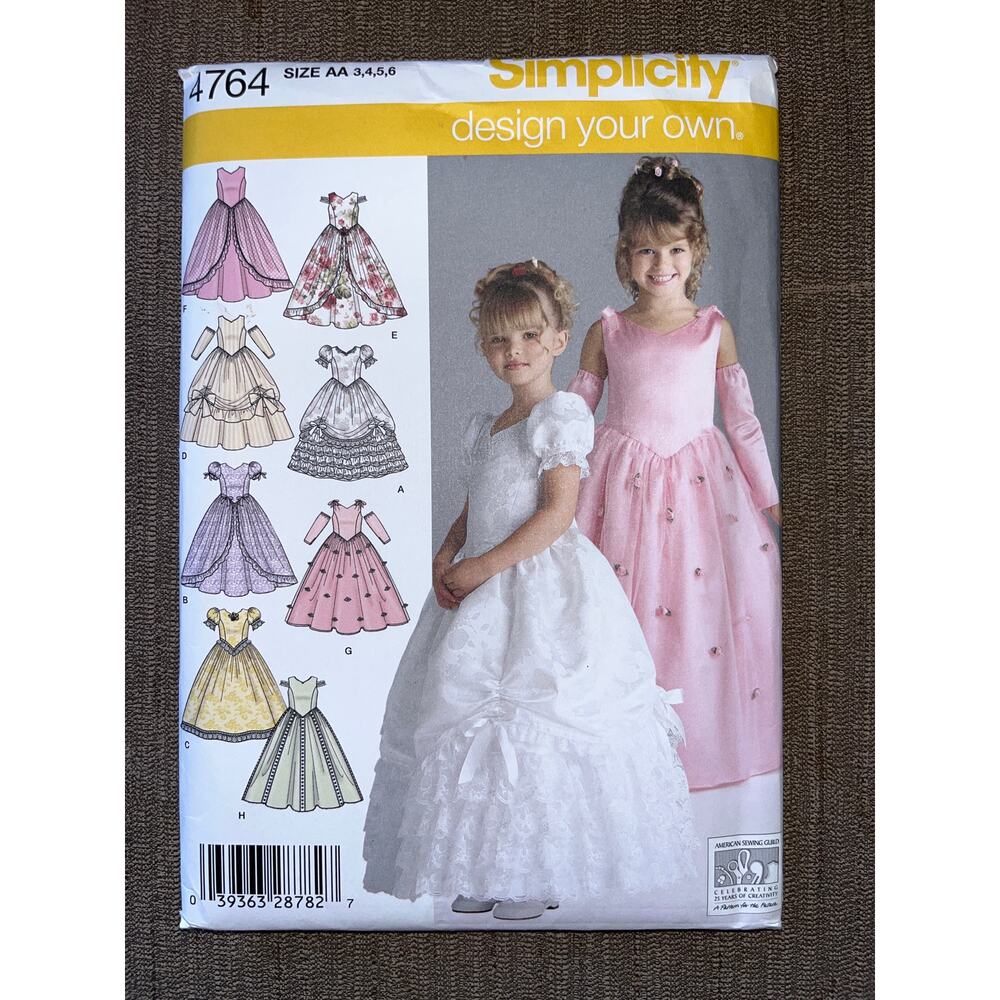 Simplicity Sewing Pattern 4764 Design Own Flower Girl Princess Costume 3-6 UNCUT
